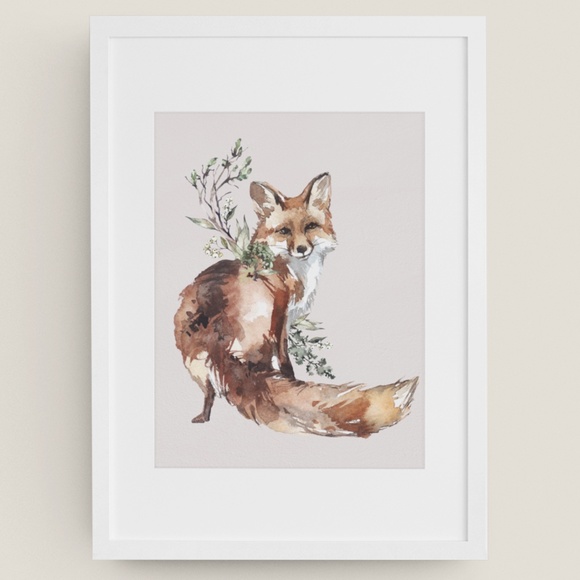 Watercolor Fox Wall Art Print Poster Illustration Unframed - Picture 5 of 10